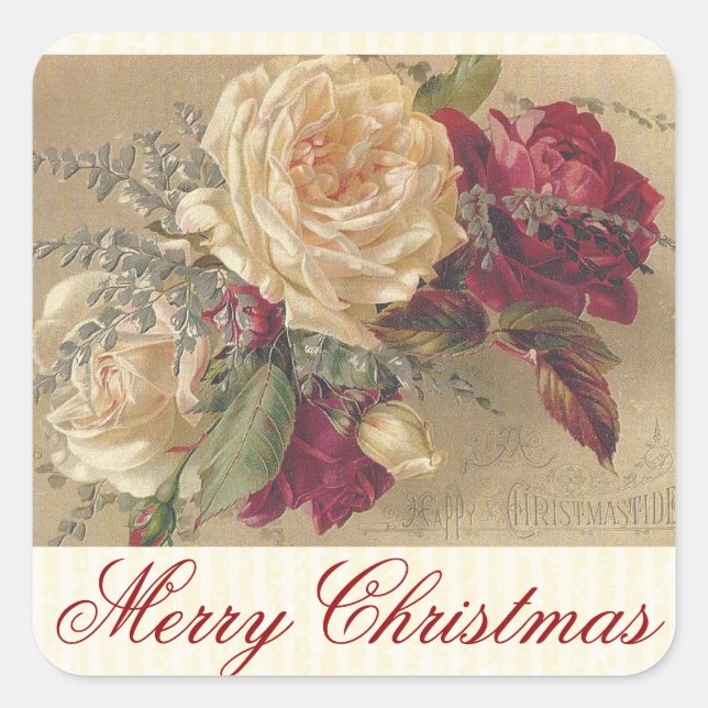 Vintage Victorian Christmas Roses Sticker (Front)