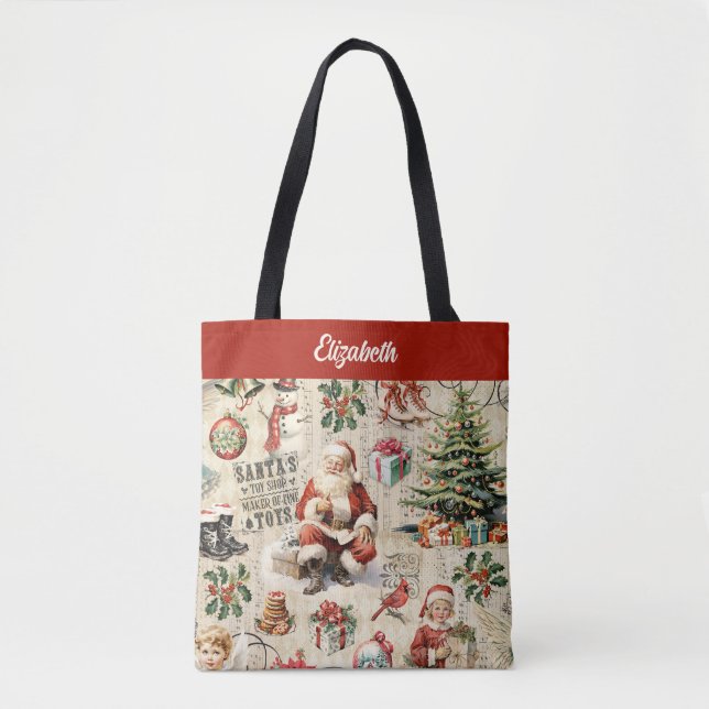 Vintage Victorian Christmas Santa Claus Tote Bag (Front)