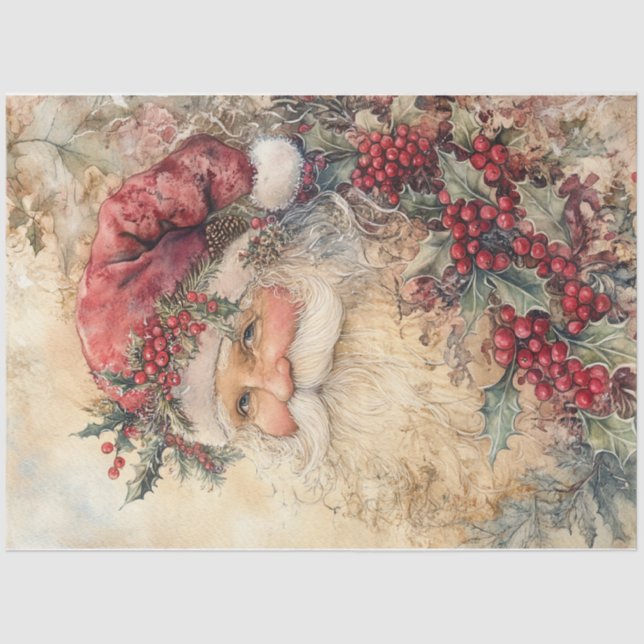 Vintage Victorian Christmas Santa Tissue Paper (Front)