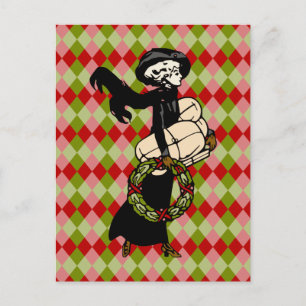 Vintage Victorian Christmas Shopping Print Holiday Postcard