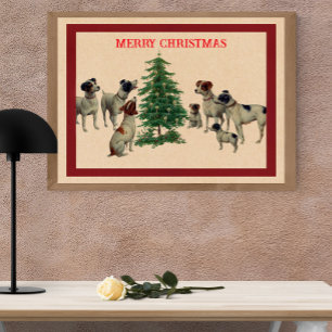 Vintage Victorian Christmas Terrier Dogs Canvas Print