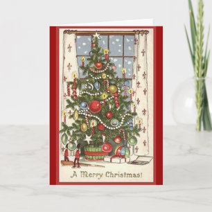Vintage Victorian Christmas Tree Holiday Card