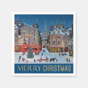 Vintage Victorian Christmas Village Napkin