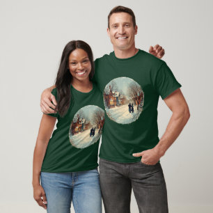 Vintage Victorian Christmas Village Snow Scene T-S T-Shirt