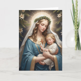 Vintage Victorian Christmas Virgin Mary Catholic Holiday Card