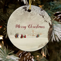 Vintage Victorian Christmas Winter Scene