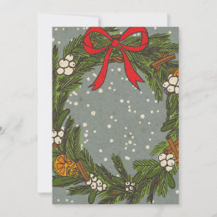 Vintage victorian Christmas Wreath Invitation
