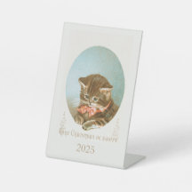 Vintage Victorian Coquette Christmas Cat