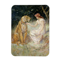 Vintage Victorian Coquette Lady and Tiger
