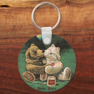 Vintage Victorian Cottagecore Honey Bears Key Ring