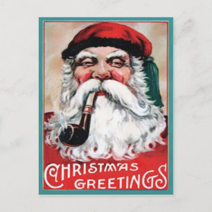 Vintage Victorian Creepy Santa Christmas Postcard