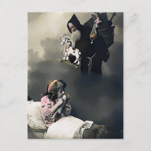 Vintage Victorian Creepy Santa Christmas Postcard