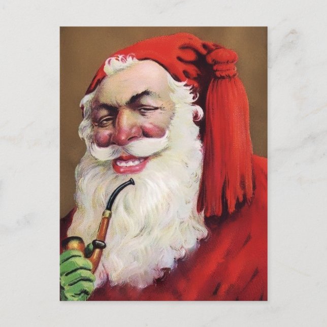 Vintage Victorian Creepy Santa Christmas Postcard (Front)