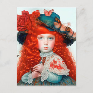 Vintage Victorian Cute Little Girl In Big Hat  Postcard