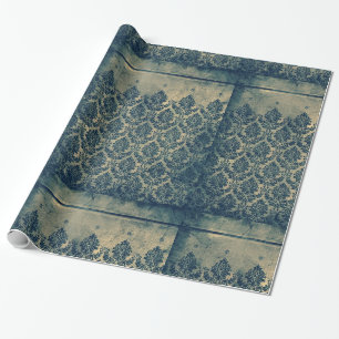 Vintage Victorian Damask Leaf Wallpaper Border Wrapping Paper