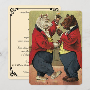 Vintage Victorian Dancing Bears Wedding Invitation