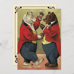 Vintage Victorian Dancing Bears Wedding Invitation