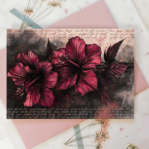 Vintage Victorian  Dark Hibiscus Floral Decoupage Tissue Paper