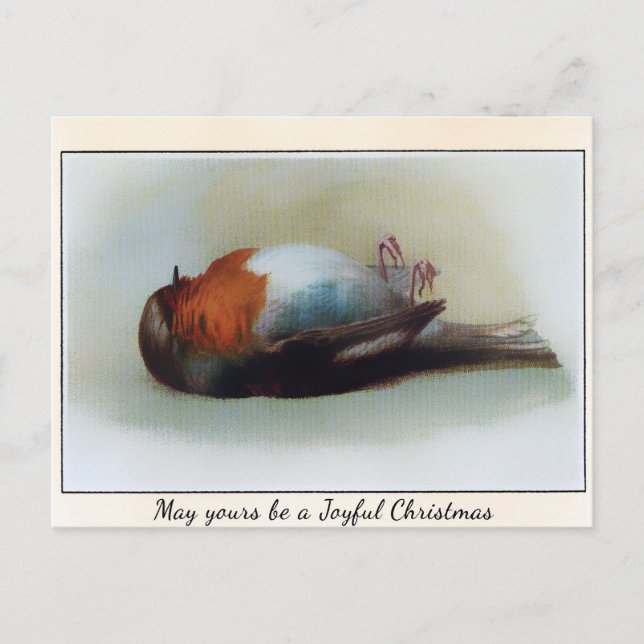 Vintage Victorian Dead Bird Christmas Postcard (Front)