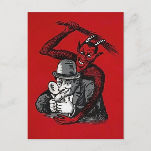 Vintage Victorian Devil Attack Postcard (Front)