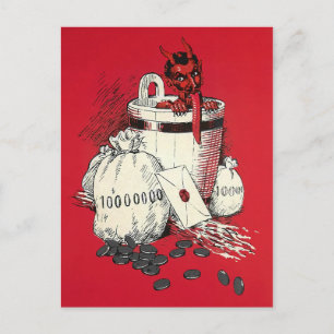 Vintage Victorian Devil Money Postcard