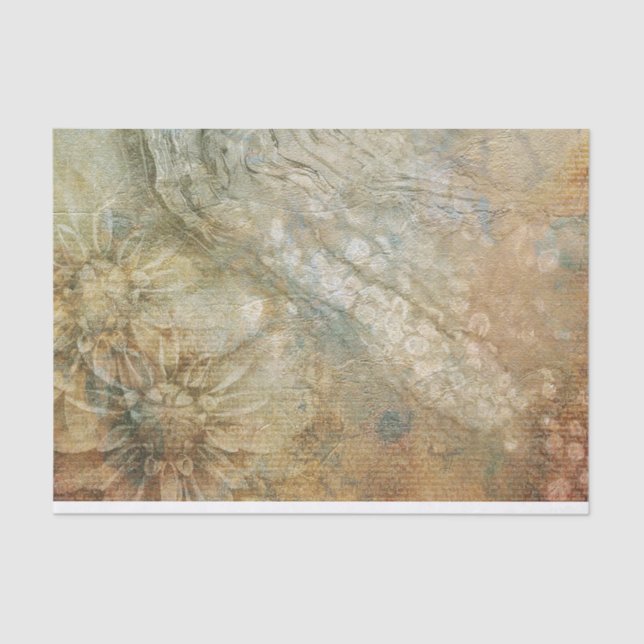 Vintage Victorian Distressed Artistic Daisies Tissue Paper (Front)
