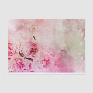 Vintage Victorian Distressed Painted Pink Roses Tissue Paper