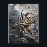 Vintage Victorian Diver Octopus Fight Postcard<br><div class="desc">Vintage diver fighting an octopus illustration from the early 1900s.  High quality,  custom restored vintage Victorian image.</div>