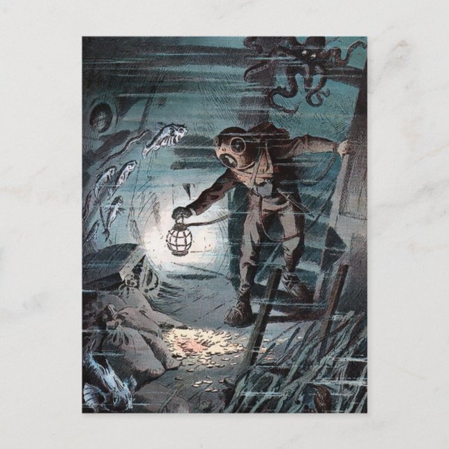 Vintage Victorian Diver Postcard (Front)