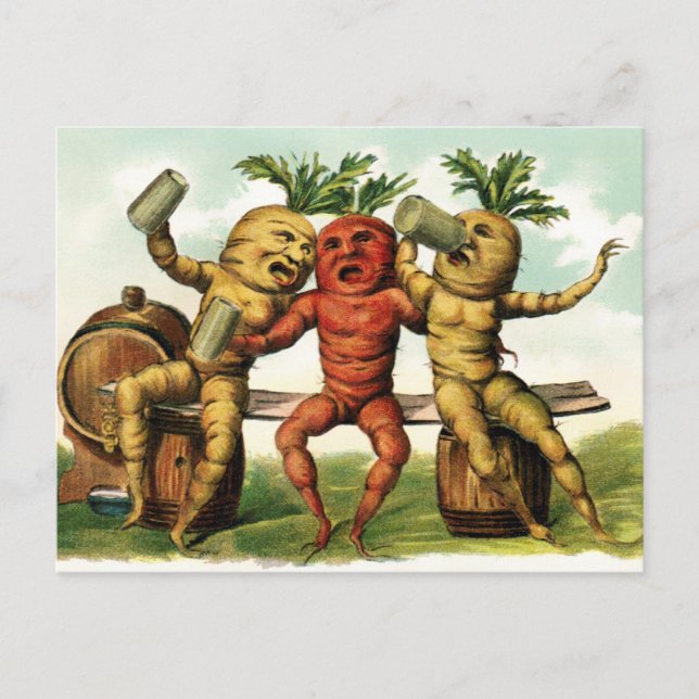 Vintage Victorian Drunk Carrots Postcard (Front)