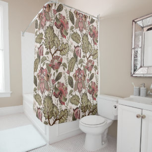 Vintage victorian dusty pink floral pattern shower curtain