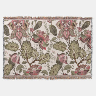 Vintage victorian dusty pink floral pattern throw blanket