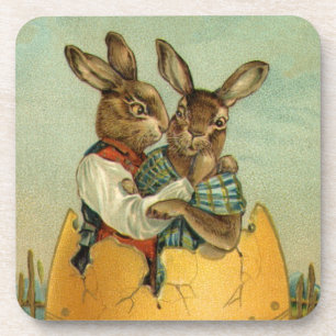Vintage Victorian Easter Bunnies, Giant Easter Egg Coaster