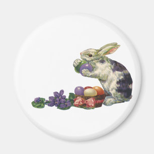 Vintage Victorian Easter Bunny, Eggs and Flowers Magnet