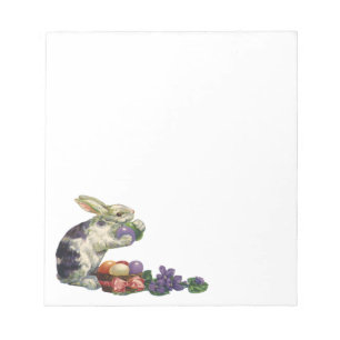 Vintage Victorian Easter Bunny, Flowers and Eggs Notepad