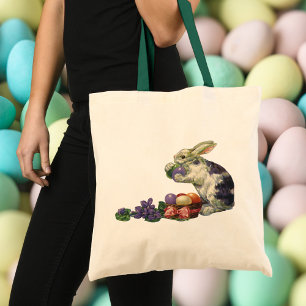 Vintage Victorian Easter Bunny, Flowers and Eggs Tote Bag
