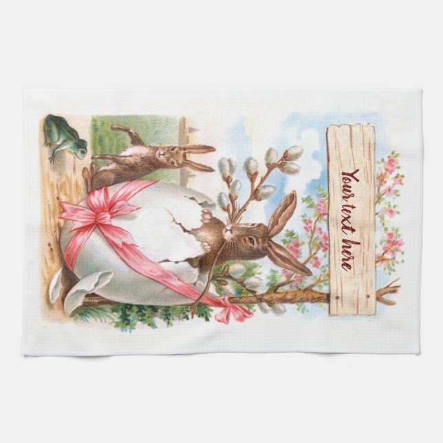 Vintage Victorian Easter kitchen towel (Horizontal)