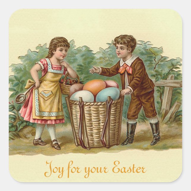 Vintage Victorian Easter Square Sticker (Front)