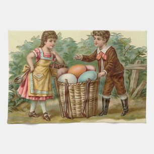 Vintage Victorian Easter Tea Towel