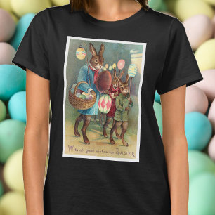 Vintage Victorian Easter Wishes with Bunnies T-Shirt