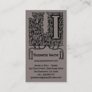 Vintage Victorian Elegant Monogram Letter I Business Card