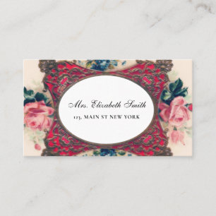 vintage victorian england floral rustic calling card