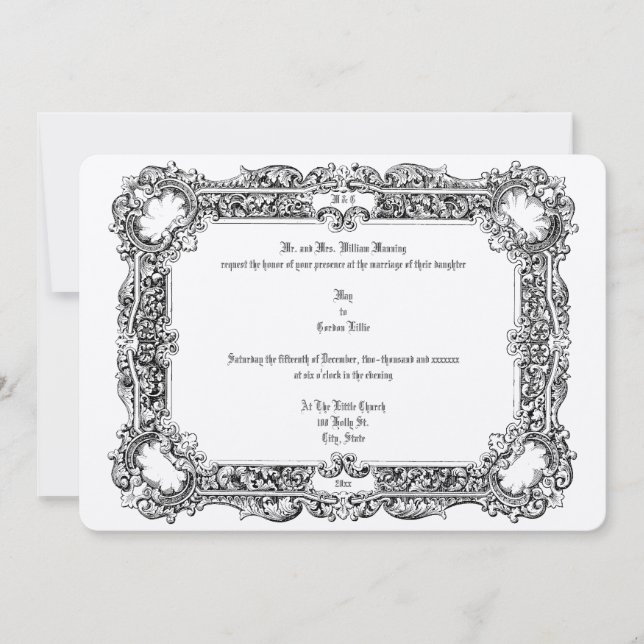 Vintage Victorian Era 1834 Elegant Wedding Invitation (Front)