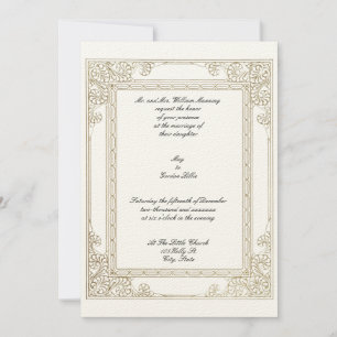 Vintage Victorian Era 1877 Simple Frame Invitation