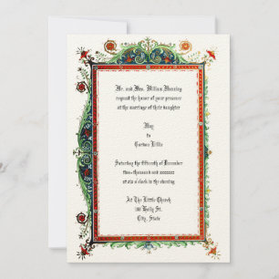 Vintage Victorian Era 1893 Ornate Wedding Invitation