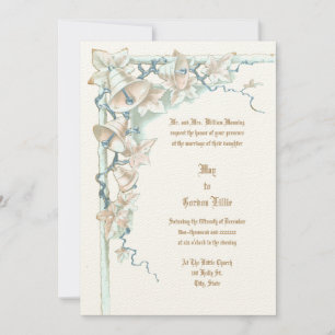 Vintage Victorian Era 1896 Vine & Wedding Bells Invitation