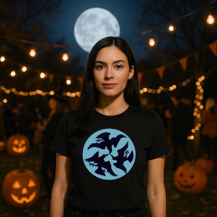 Vintage Victorian Era 3 Ravens & Moon Halloween T-Shirt