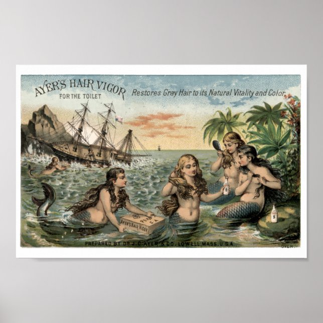 Vintage Victorian Era Ad with Mermaids Poster (Front)
