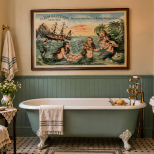 Vintage Victorian Era Ad with Mermaids Poster