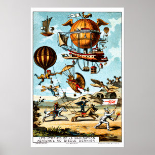 Vintage Victorian Era Aeronautics Steampunk Poster
